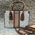 Michael Kors Center Stripe Maple Small Crossbody Satchel