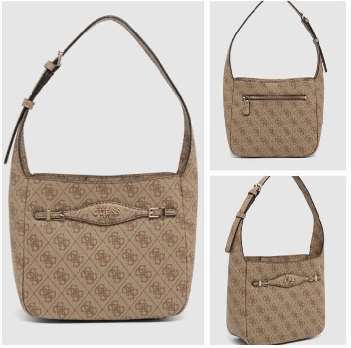 Guess Katya Monogram Print Hobo Bag