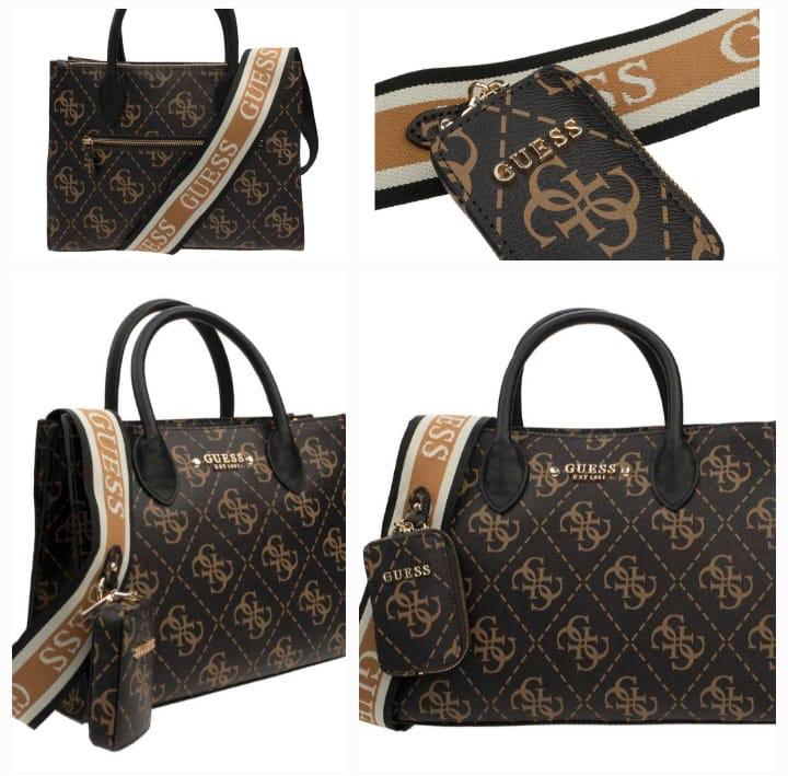 bolso de hombro Guess modelo HWSG89 63060 en color marrón. 