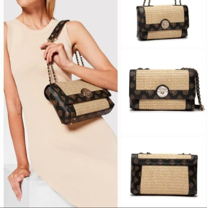 bandolera Guess Always Convertible en color Mocha Logo Multi. 